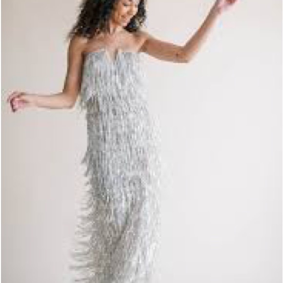 LWD Sequin and Fringe Maxi Dress - Picture 2 of 6